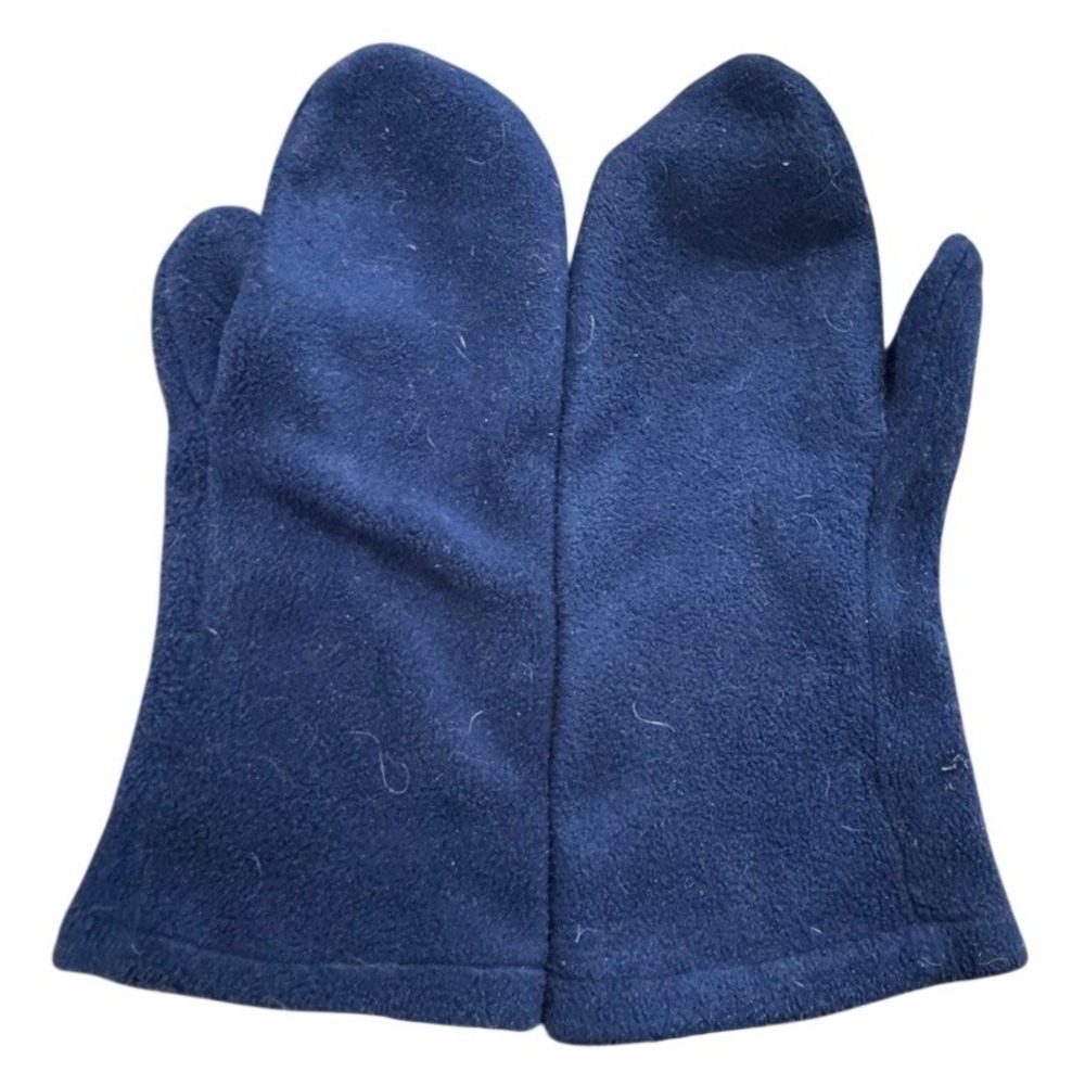 Vintage Vaughan Tapscott Gloves Ltd Blue Fleece Mittens 2304b Made In Uk Large